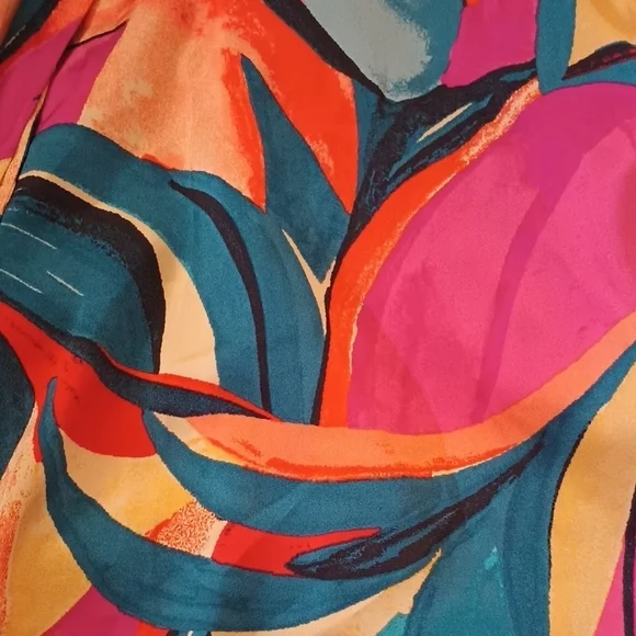 Nicole Miller NY Colorful Wrap Dress Belted Waist Classy Easter Spring Summer L - Picture 6 of 8